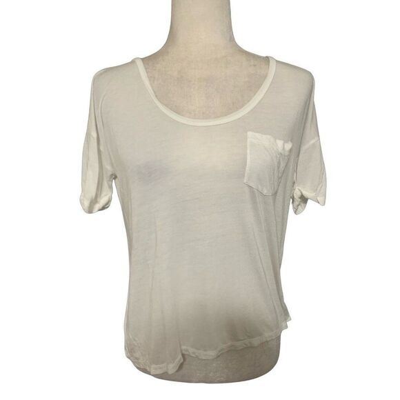 j crew womens solid white short sleeve top t shirt xs - Picture 1 of 4